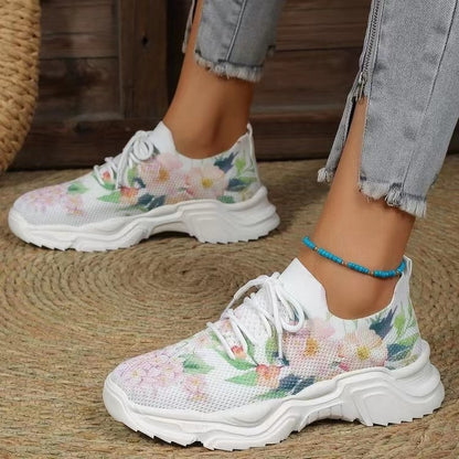 Baskets féminines à la mode avec design floral et semelle rembourrée Chic und Stil