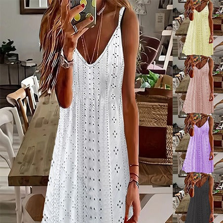 Robe slip légère brodée pour femmes Chic und Stil