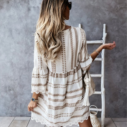 Robe mini à manches évasées style bohémien pour femmes Chic und Stil