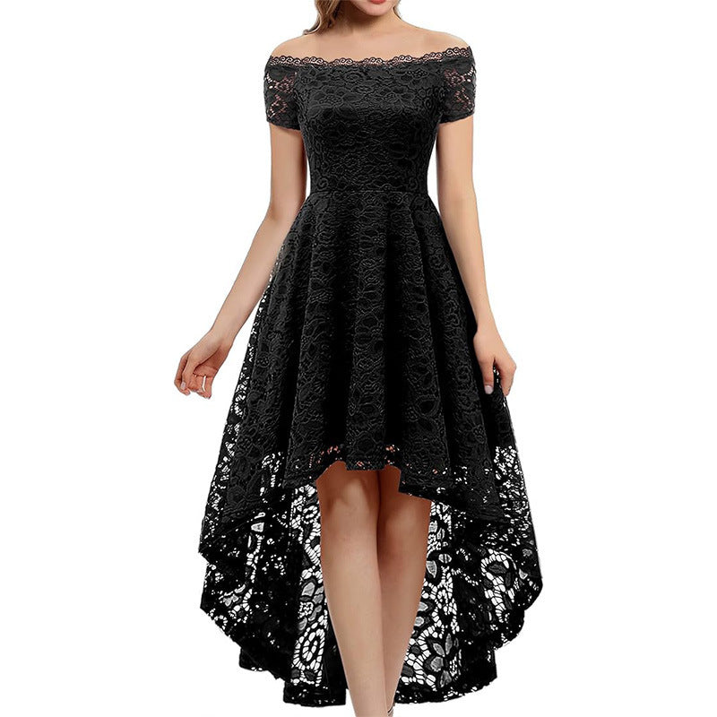 Robes de soirée à motif haut-bas en dentelle pour femmes Chic und Stil
