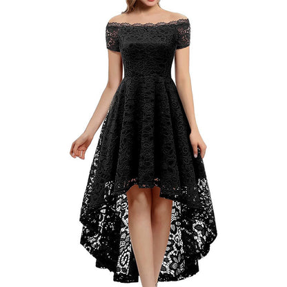 Robes de soirée à motif haut-bas en dentelle pour femmes Chic und Stil