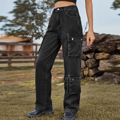Women's High Waist Cargo Pants with Practical Pockets Chic und Stil