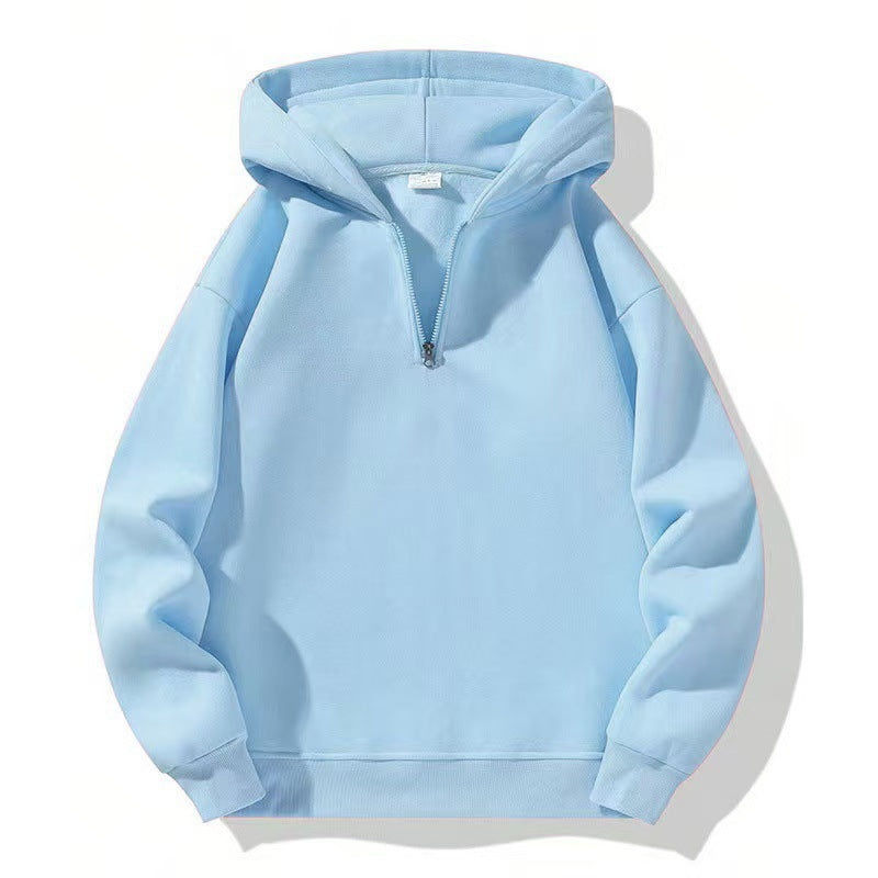 Women Fleece Hooded Pullover with Short Zip Opening Chic und Stil