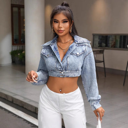 Veste en jean cropped pour dames au style vintage tendance Chic und Stil