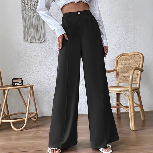 High-waisted Palazzo pants for women, with a fitted waist and discreet button detail Chic and Style