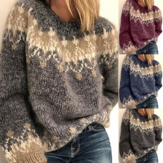 Pull en tricot confortable pour femmes avec un motif moderne et des manches volumineuses Chic und Stil