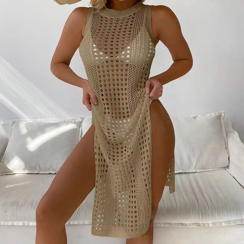 Robe maxi tricotée ouverte élégante pour femmes Chic und Stil