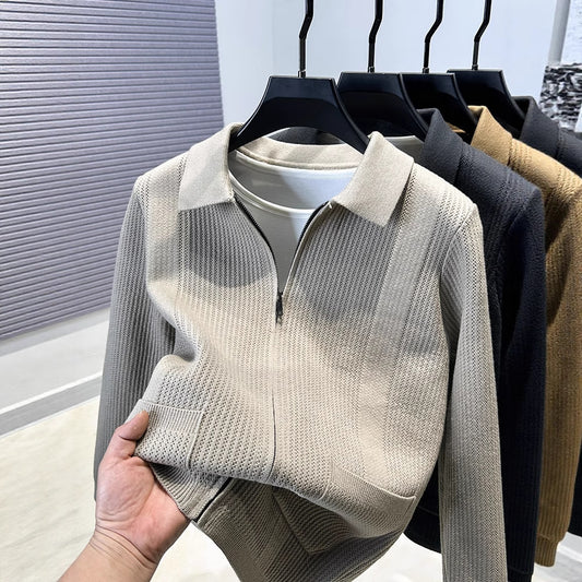 Pull femme avec fermeture éclair texturée et col classique Chic und Stil