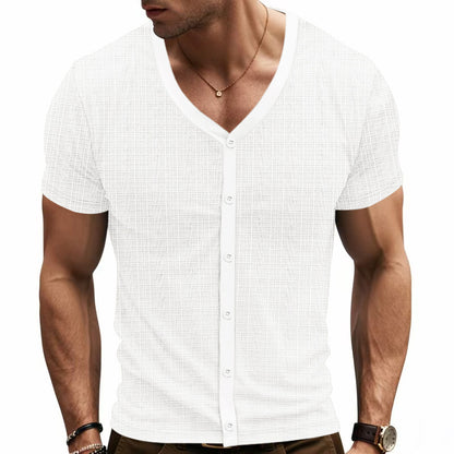 Chemise courte à manches courtes décontractée pour hommes avec patte de boutonnage et design texturé Chic und Stil