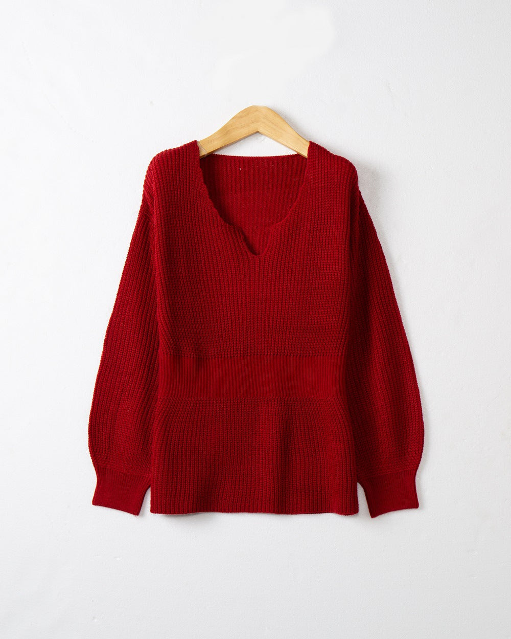 Pull en grosse maille pour femmes avec décolleté en V profond et coupe décontractée Chic und Stil
