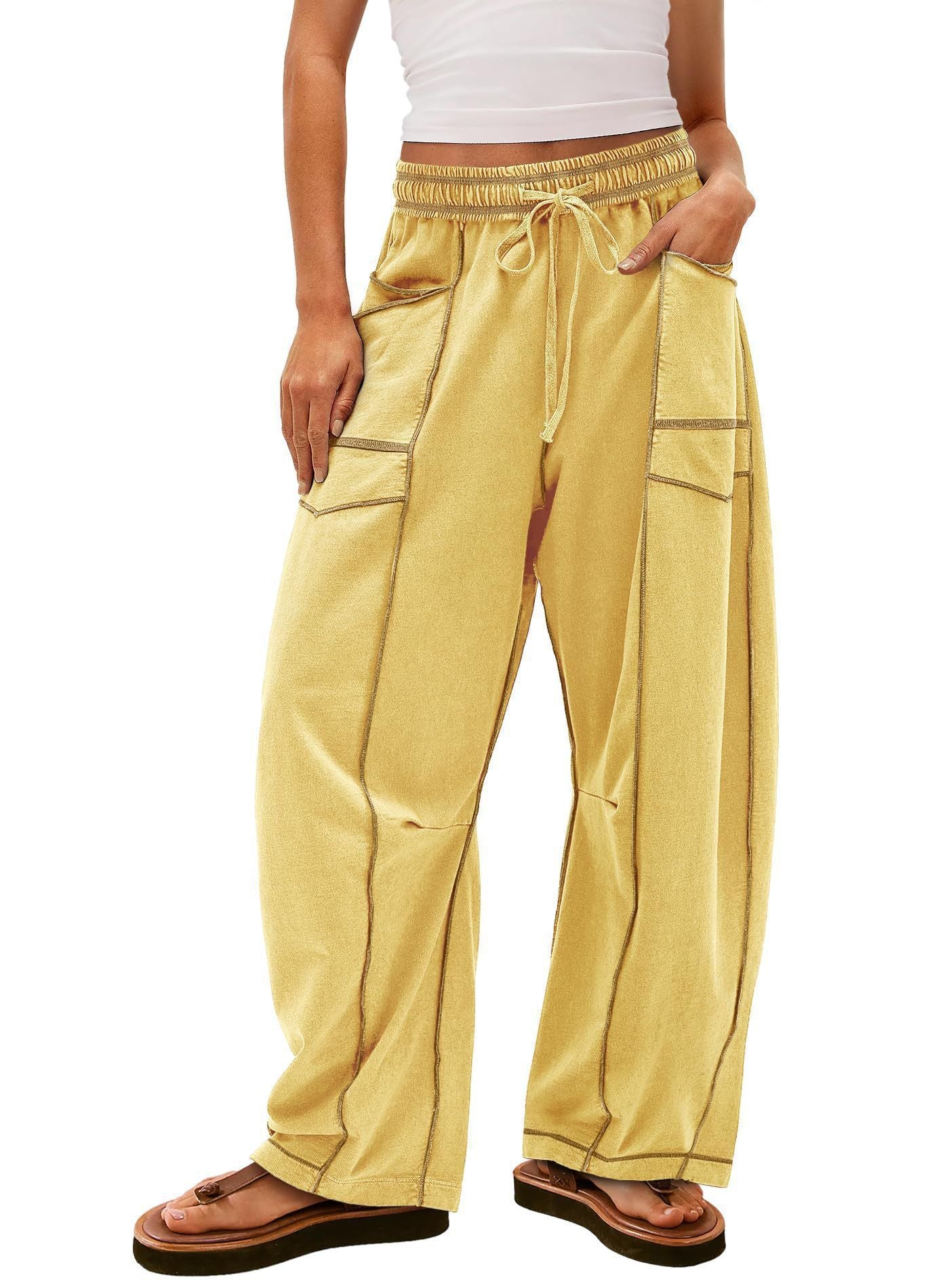 Ladies Comfortable Leisure Pants with Side Pockets Chic and Style