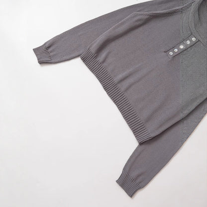 Pull-over en tricot décontracté pour dames avec des détails de boutons et un large col rond Chic und Stil