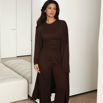Women's loungewear set with open jacket and wide pants Chic and Style