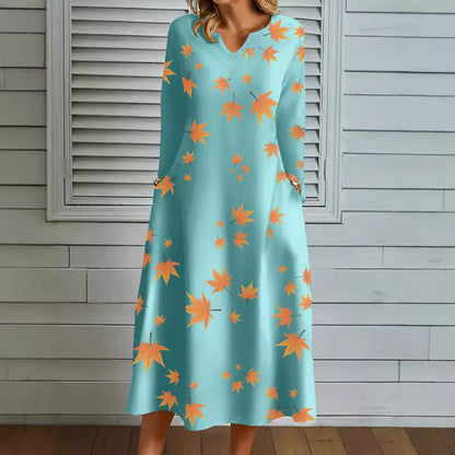 Robe maxi femme avec décolleté en V et imprimé floral Chic und Stil