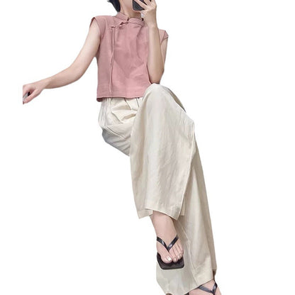 Chic and Style short utility top set for women and pleated wide pants