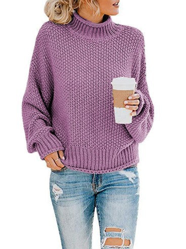 Dames Pull confortable avec col haut et look de maille structuré Chic und Stil