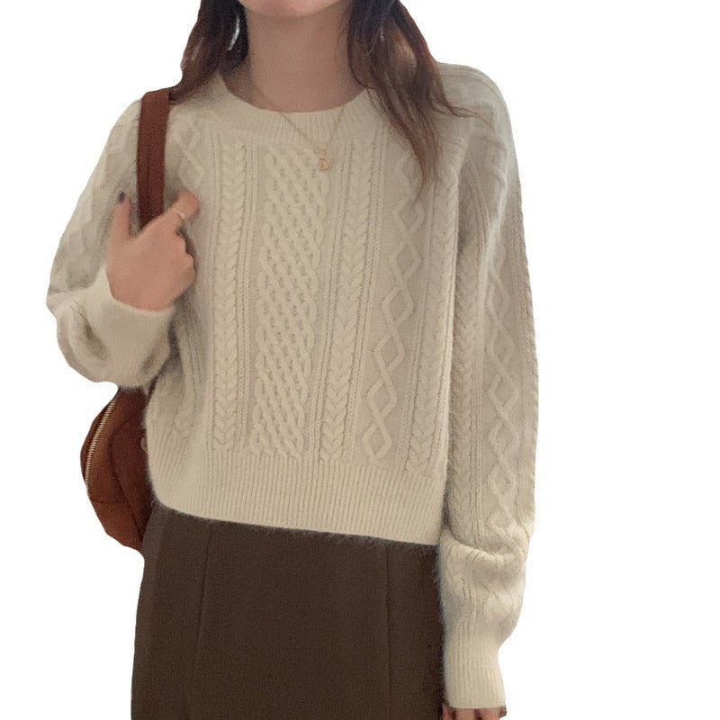 Pull en maille épaisse pour femmes avec un design de tresse unique et une coupe décontractée Chic und Stil