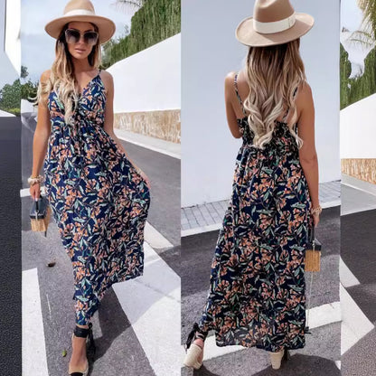Robe maxi portefeuille imprimé floral Chic und Stil pour femmes
