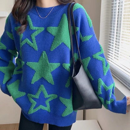 Pull-over oversized décontracté pour femmes avec motif d'étoiles Chic und Stil