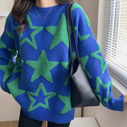 Pull-over oversized décontracté pour femmes avec motif d'étoiles Chic und Stil