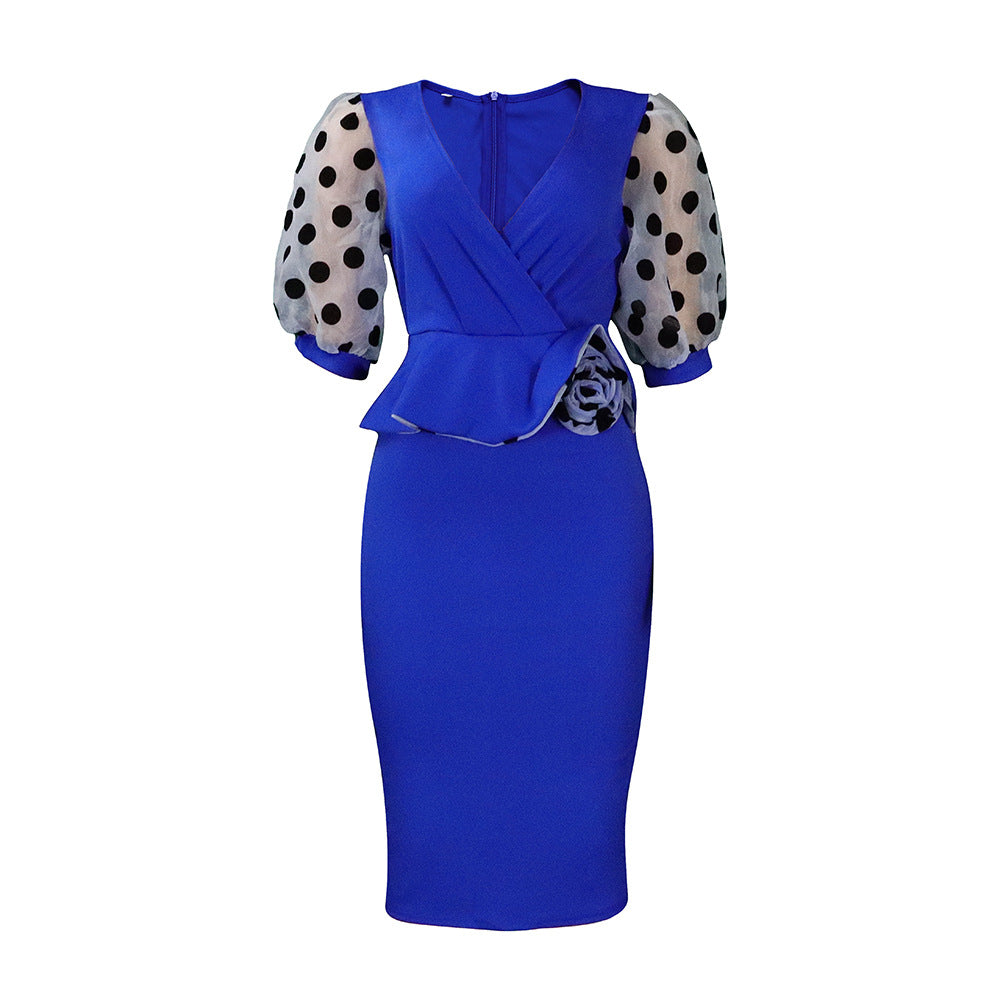 Robe portefeuille pour femmes avec des manches bouffantes transparentes et un design froncé cintré Chic und Stil