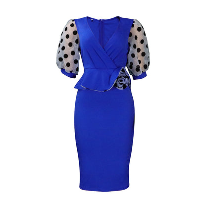Robe portefeuille pour femmes avec des manches bouffantes transparentes et un design froncé cintré Chic und Stil
