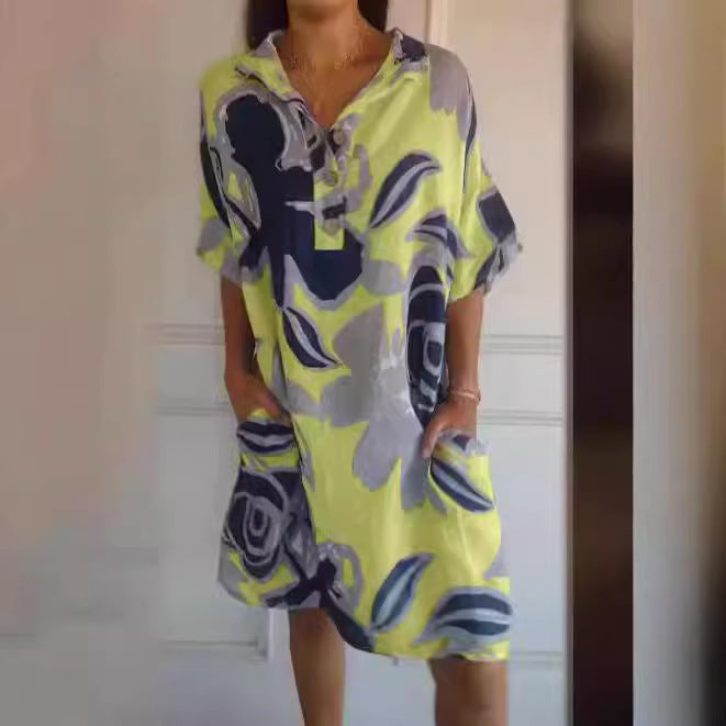 Robe de plage aérienne pour dames avec motif tendance et poches latérales Chic und Stil