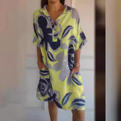 Robe de plage aérienne pour dames avec motif tendance et poches latérales Chic und Stil
