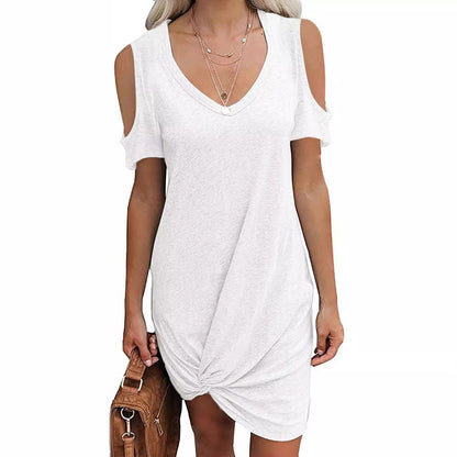 Robe mini à décolleté en V pour dames avec design d'épaule ouverte et détails de nouage raffinés Chic und Stil
