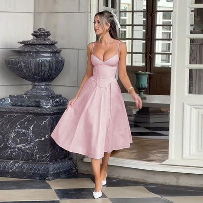 Robe midi A-ligne pour femmes avec haut structuré Chic und Stil