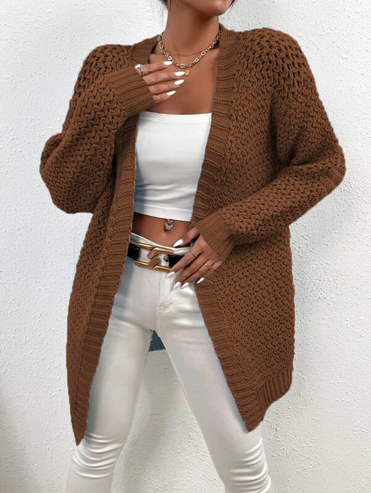 Dames gros tricot cardigan avec mailles ouvertes Chic und Stil