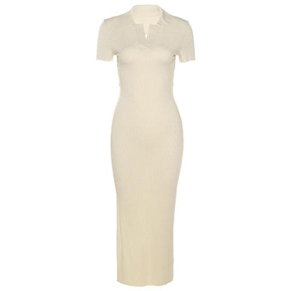 Dames Élégant Robe Maxi avec silhouette étroite et col à la mode Chic und Stil