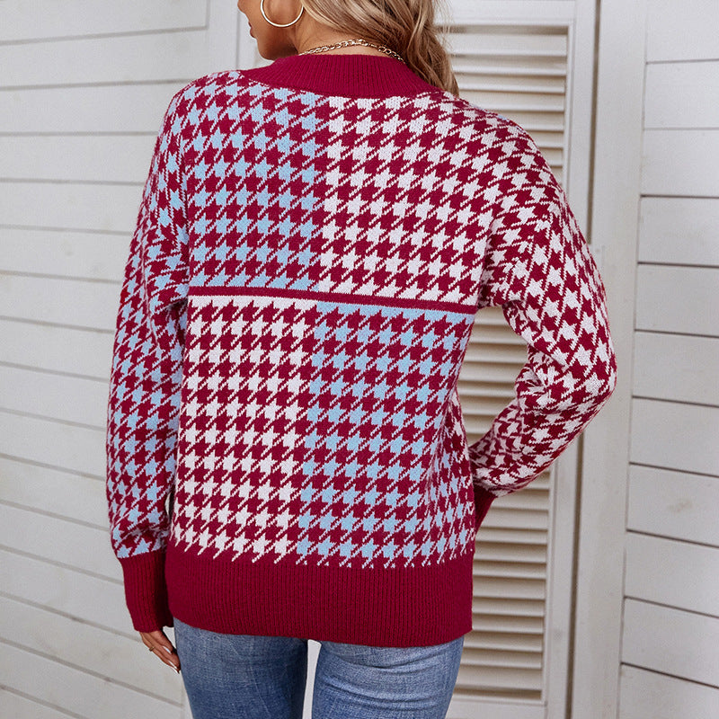 Femme pull en tricot douillet avec un motif à carreaux tendance et une coupe ample Chic und Stil