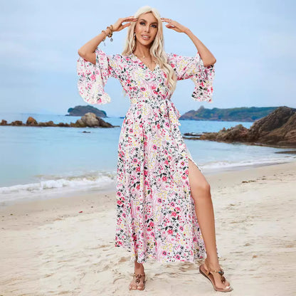 Dames Élégant Florale Maxi Robe Chic und Stil