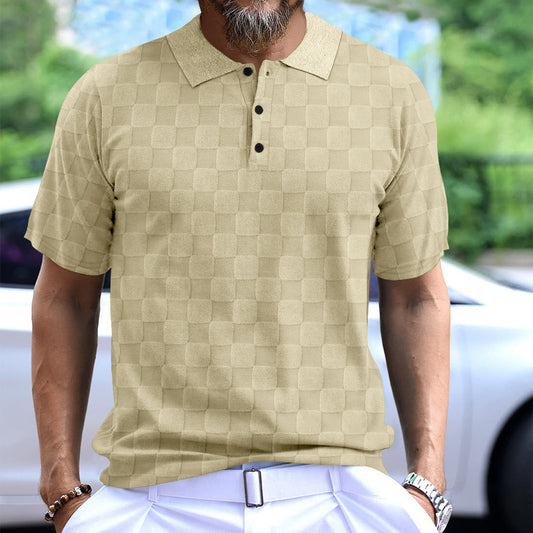 Chemise polo pour hommes avec un motif à carreaux moderne et en coton respirant Chic und Stil