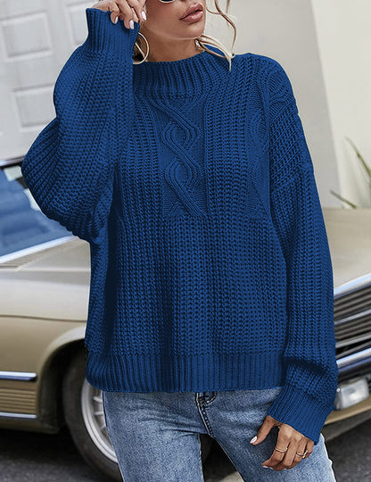 Pull en grosse maille pour femmes avec col haut et motif en relief décoratif Chic und Still