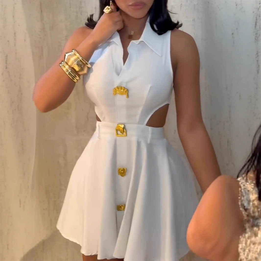 Femmes Chic Robe avec détails décoratifs en boutons et coupe moderne Chic und Stil