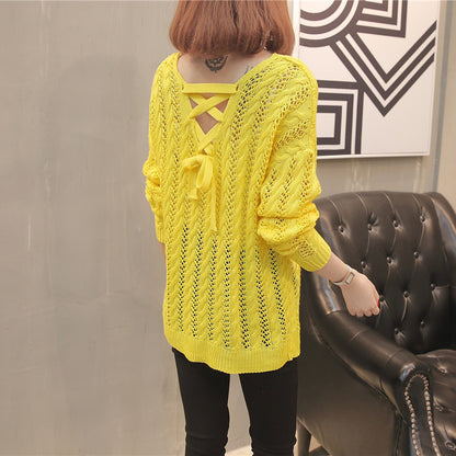 Pull en tricot pour femmes avec design épaule dénudée et lacets au dos Chic und Stil
