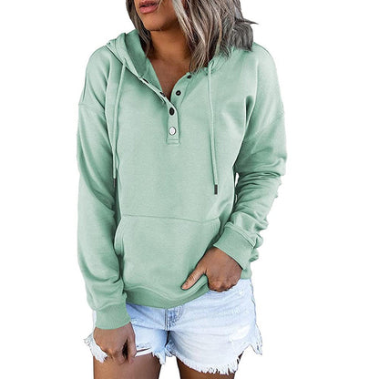 Pull à capuche femme avec détail de bouton tendance Chic und Stil