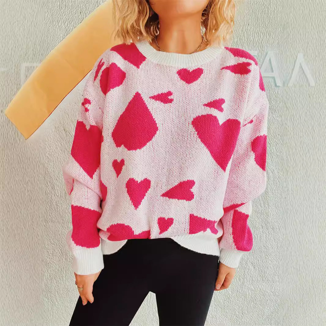 Pull oversized pour femmes avec motif en forme de cœur Chic und Stil