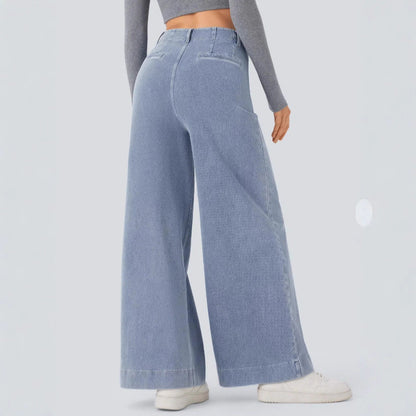 Women Loose Denim Pants with High Waist and Large Pockets Chic and Style