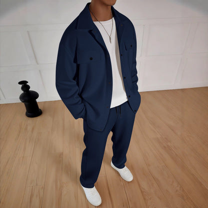 Costume de loisir élégant pour hommes avec veste texturée et pantalon confortable Chic und Stil