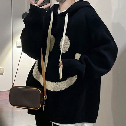 Dames Pull oversized décontracté avec motif smiley Chic und Stil