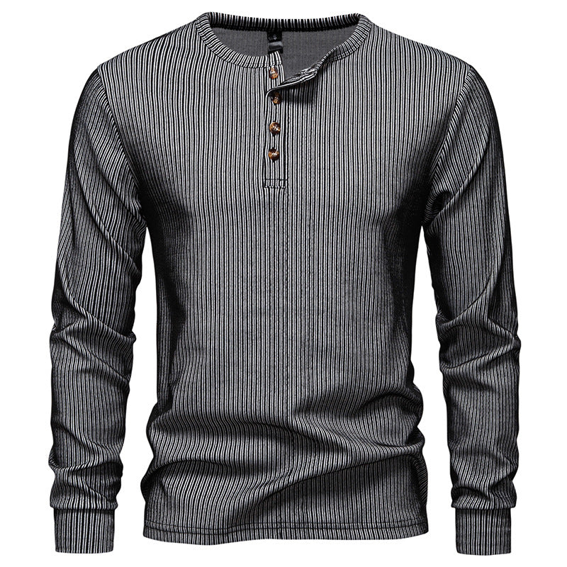 Chemise Henley à manches longues pour hommes avec motif rayé texturé Chic und Stil