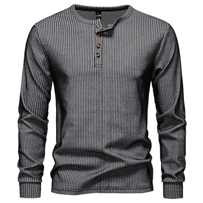 Chemise Henley à manches longues pour hommes avec motif rayé texturé Chic und Stil