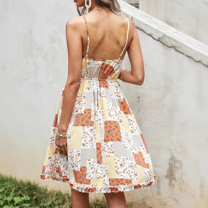 Robe mini femme au design patchwork tendance avec de délicats détails en volants Chic und Stil