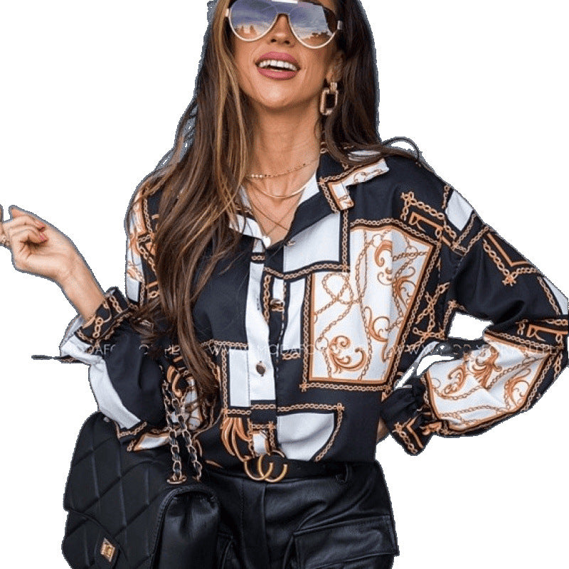 Dames Chemise Boutonnée Imprimée Élégante Chic und Stil