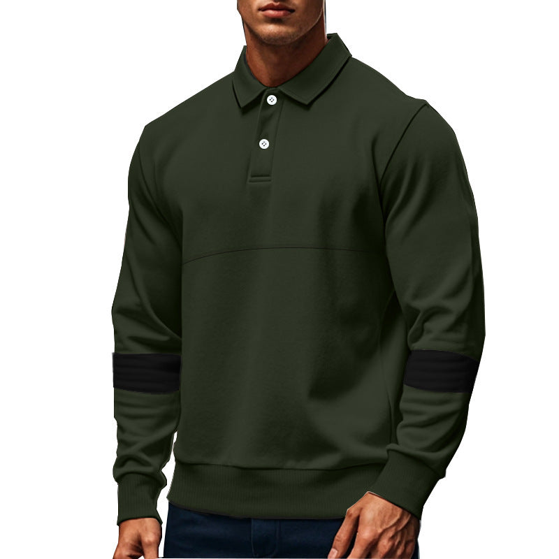 Elegant man long sleeve polo with contrasting sleeve details Chic and Style