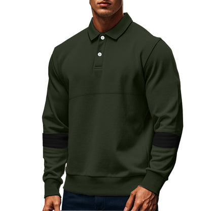 Elegant man long sleeve polo with contrasting sleeve details Chic and Style