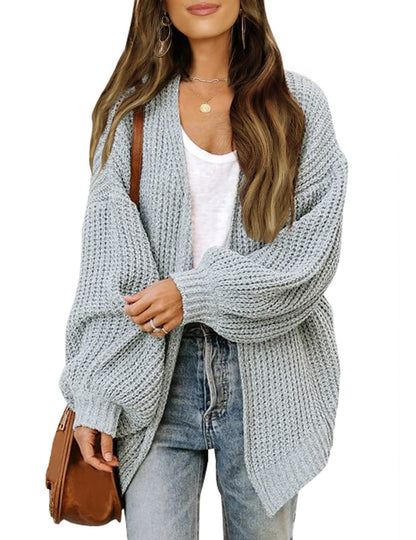 Dames Cardigan en gros tricot délicat avec des manches chatoyantes Chic und Stil